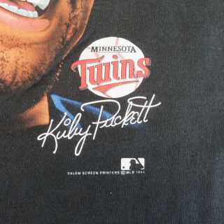 1990 ' s Kirby Puckett Minnesota Twins XL T - Shirt - Vintage 1991 Black MLB Tee 3