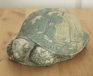 Vintage The Stone Bunny Green Turtle Tortoise Telle M Stein Carved Figure Statue