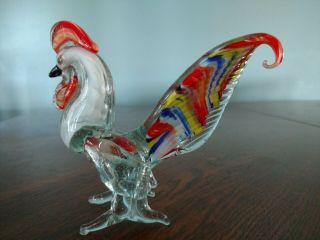 Vtg Mid Century Murano Art Glass Rooster Chicken 5”