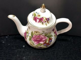Arthur Wood And Son Floral Teapot Staffordshire England Stamped 6340 Est.  1884