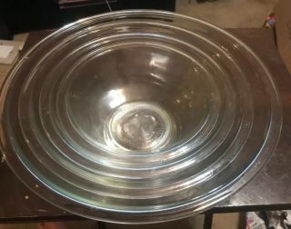 Vintage Pyrex Set Of 4 Clear Glass Nesting Mixing Bowls 322 - 323 - 325 326