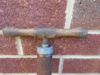 SUTTY STIRRUP TYRE PUMP INFLATOR WOOD HANDLE VTG CAR MOTORCYCLE WELL 4