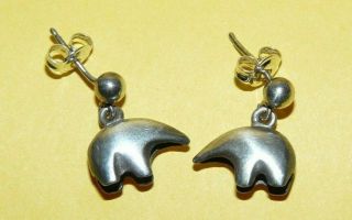 Vintage Native American Navajo Sterling Silver Ornate " Bear " Dangle Earrings Nr