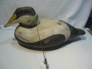 Wood Carved Duck / Bird Decoy W Weight Hadley Signed Bjork Glass Eye