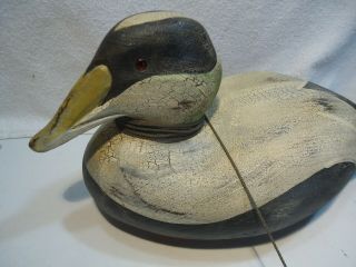 Wood Carved Duck / bird decoy w weight Hadley signed Bjork glass eye 2