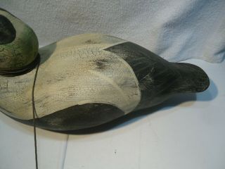 Wood Carved Duck / bird decoy w weight Hadley signed Bjork glass eye 3