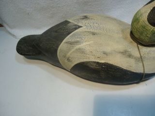 Wood Carved Duck / bird decoy w weight Hadley signed Bjork glass eye 5