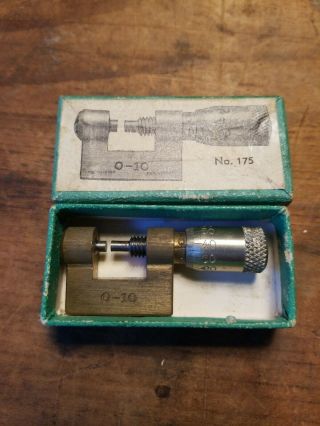 Vintage Swiss Made 0 - 10 Micrometer No.  175 Brass Steel Watchmaker Tool