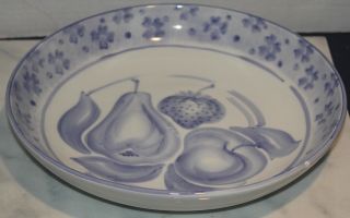 Vintage Pasta/fruit Serving Bowl Hand Painted Made In Italy Numbered Blue White