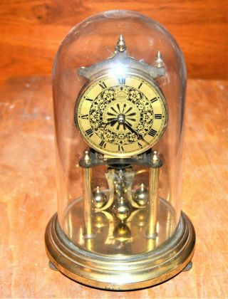 Vintage Kundo Anniversary Glass Dome Clock Germany Broken Connector G1