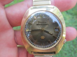 Vintage BULOVA accuquartz 10kt gold plated mens watch NR 2