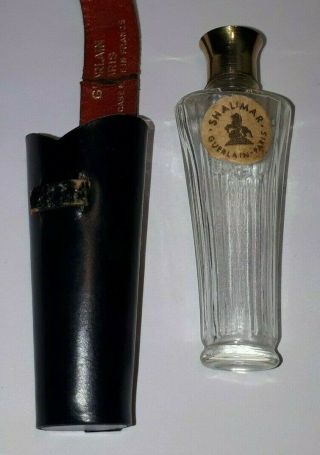 Vintage Guerlain Shalimar Perfume Bottle In Leather Pouch