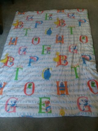 Vintage Sesame Street Comforter Twin Abc Muppet Character Bedspread