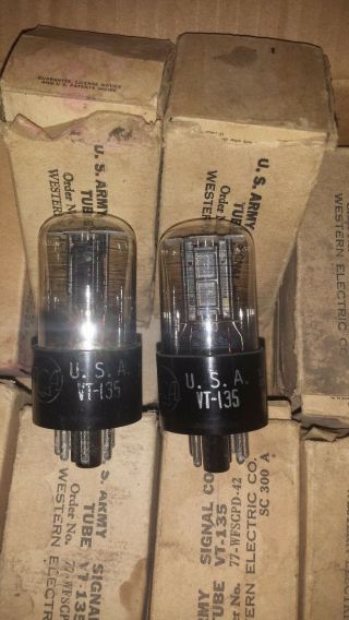 PAIR VT - 135/12J5GT Vacuum Tubes WWII Western Electric NOS by RCA US Army 1940 ' s 2