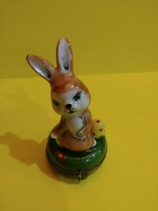 Vintage Limoges Trinket Box Bunny Rabbit Easter Egg Peint Main