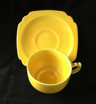 Vintage Homer Laughlin " Riviera " Yellow Footed Coffee Cup & Saucer Set