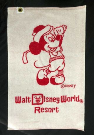Vintage Mickey Mouse Golf Towel Walt Disney World Resort Martex Red White