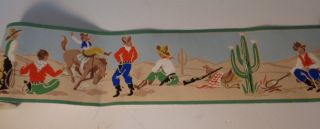 Vintage Wallpaper Border Trimz Cowboys Rodeo Horses 12 Feet 2921 Bronco Cactus