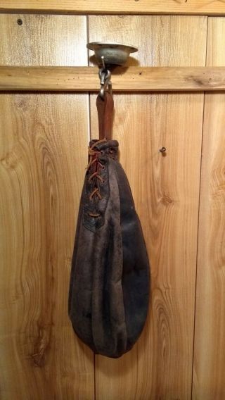Vintage Leather Speedbag With Hanging Bracket Bladder Inflates
