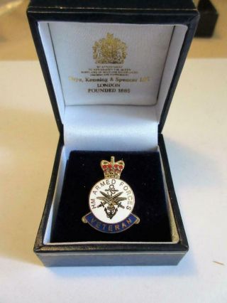 Vintage Hm Armed Forces Veteran Enamel Pin Badge By Toye,  Kenning & Spencer