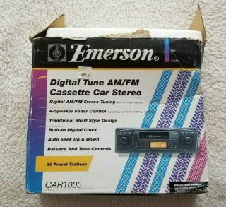 Emerson Digital Tune Am/fm Cassette Car Stereo Car1005 Built In Digital Clock