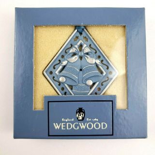 Vintage Wedgwood Blue Jasper Silver Bells Christmas Ornament