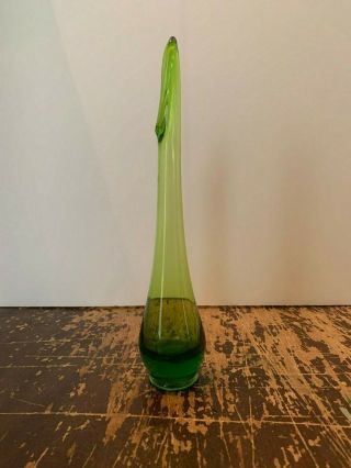 Vintage Mid Century Viking Glass Green Swung Stretch Vase 4