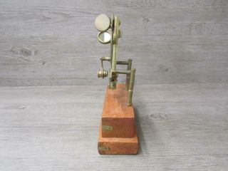Vintage Antique Brass Marine Sextant With Wooden Base 2