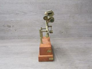 Vintage Antique Brass Marine Sextant With Wooden Base 4