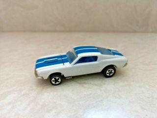 Hot Wheels Vintage Series,  Custom Mustang,  Pearl White,  Blue Stripes,  Redline 16255