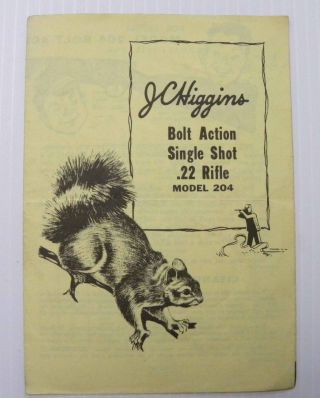 Vintage Sears Jc Higgins Gun Pamphlet Flyer Ad Model 204 Single Shot 22 Rifle