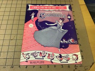 Vintage Sheet Music: Cinderella A Dream Is A Wish Your Heart Makes 1949