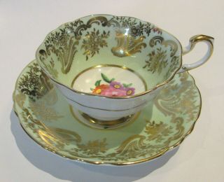 Vintage Double Warrant Paragon Teacup And Saucer - Green