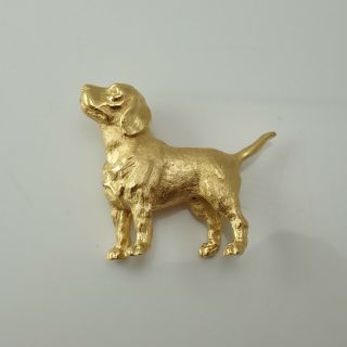 Vintage Crown Trifari Gold Tone Beagle Dog Pin Brooch 2