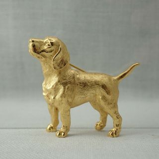 Vintage Crown Trifari Gold Tone Beagle Dog Pin Brooch 5
