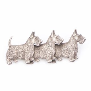 Vtg Sterling Silver - Scottish Terrier Scottie Dogs Brooch Pin - 8g