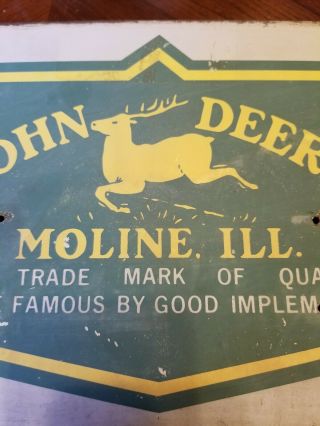 VTG John Deere Moline ILL Good Implements Farm Tractor Gas Oil Metal Sign 16X10 