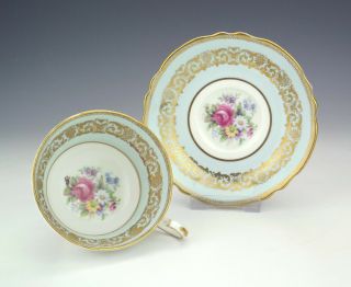 Vintage Paragon China - Flower Decorated Gilded Cabinet Cup & Saucer