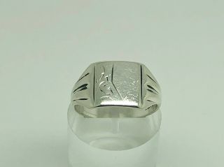 Vintage Art Deco Sterling Silver Blank Unengraved Signet Mens Ring Size T