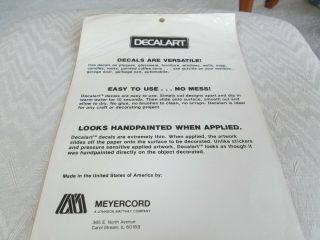 Vintage Decalart Decals 1981 Meyercord Co Water Applied 4