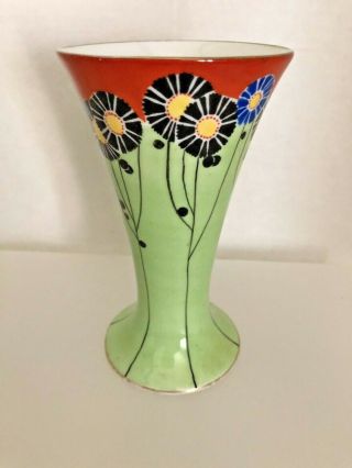Vintage Noritake M Morimura Hand Painted Vase Art Deco Flowers Made In Japan
