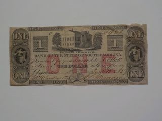 Civil War Confederate 1862 1 Dollar Bill Bank Of The State Of South Carolina Vtg