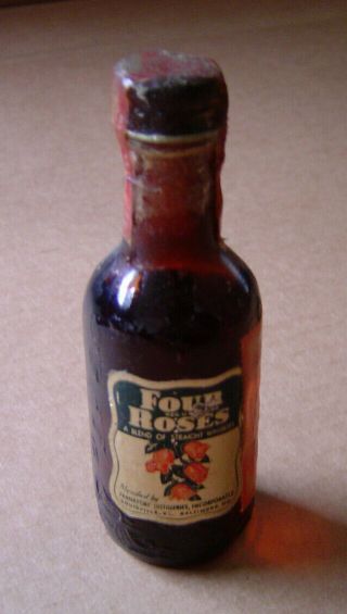 Vintage Four Roses Whiskey Bottle Small Dec.  13 1939 Colorado Tax Stamp