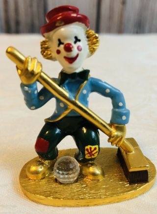 Vintage Spoontique Pewter Painted Clown With Swarovski Crystal