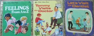 3 Vintage Little Golden Books Tommy Visits The Doctor,  Let 
