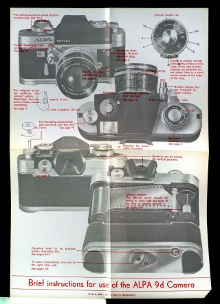 ALPA REFLEX 9 - D & 9 - F INSTRUCTION BOOKLET,  WITH POSTER 3
