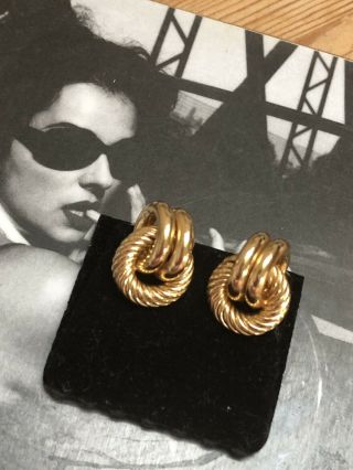 Vintage Christian Dior Earrings Classic Knot.  Clip On.  Signed