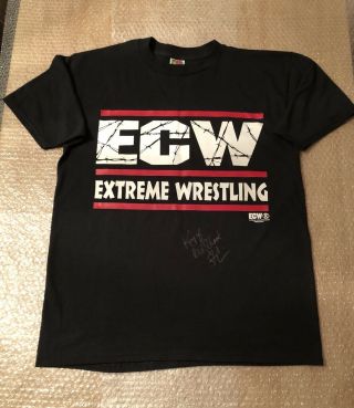 Vintage Ecw Wrestling T - Shirt Size L Signed By Steve Corino Wwf Wcw Wwe