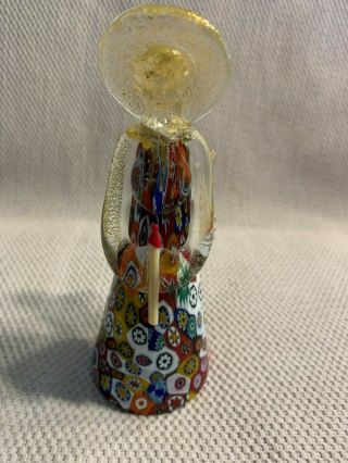 Vintage Murano Art Glass Angel With Candle Multi Color With Gold Accents