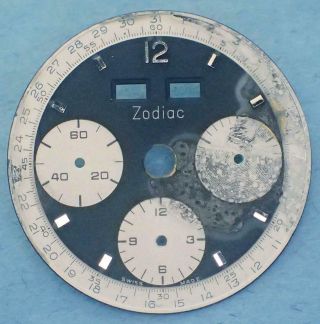 Vintage Zodiac Triple Date Chronograph Wristwatch Dial For Valjoux 72c 730
